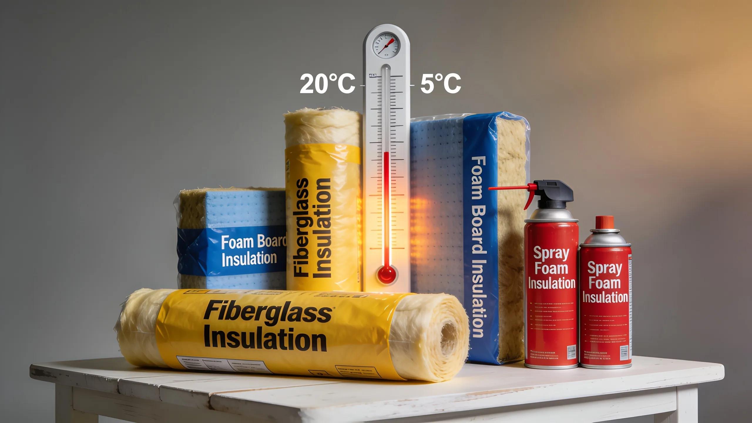 Get the Right AC Unit Size: Effective HVAC Sizing Tips 3 Different insulation materials showcasing their impact on home cooling efficiency