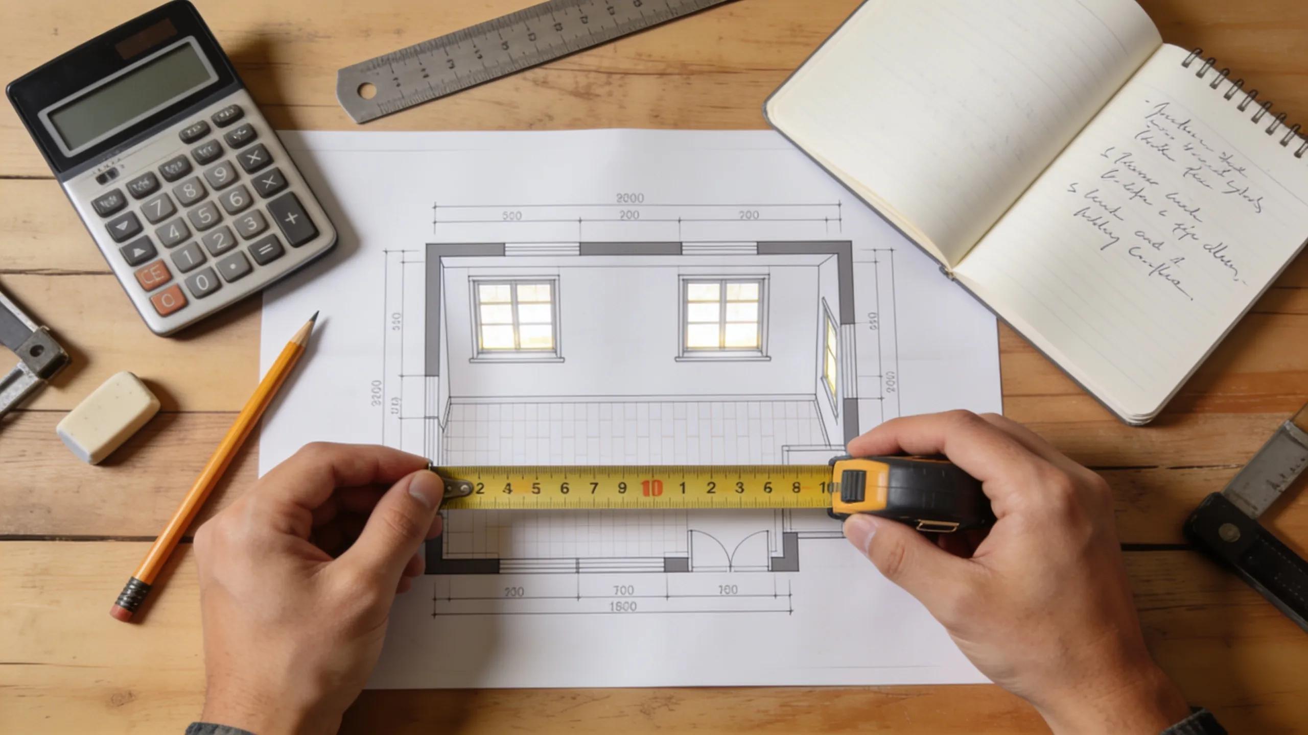 Get the Right AC Unit Size: Effective HVAC Sizing Tips 2 Homeowner measuring room dimensions for accurate BTU requirements calculation